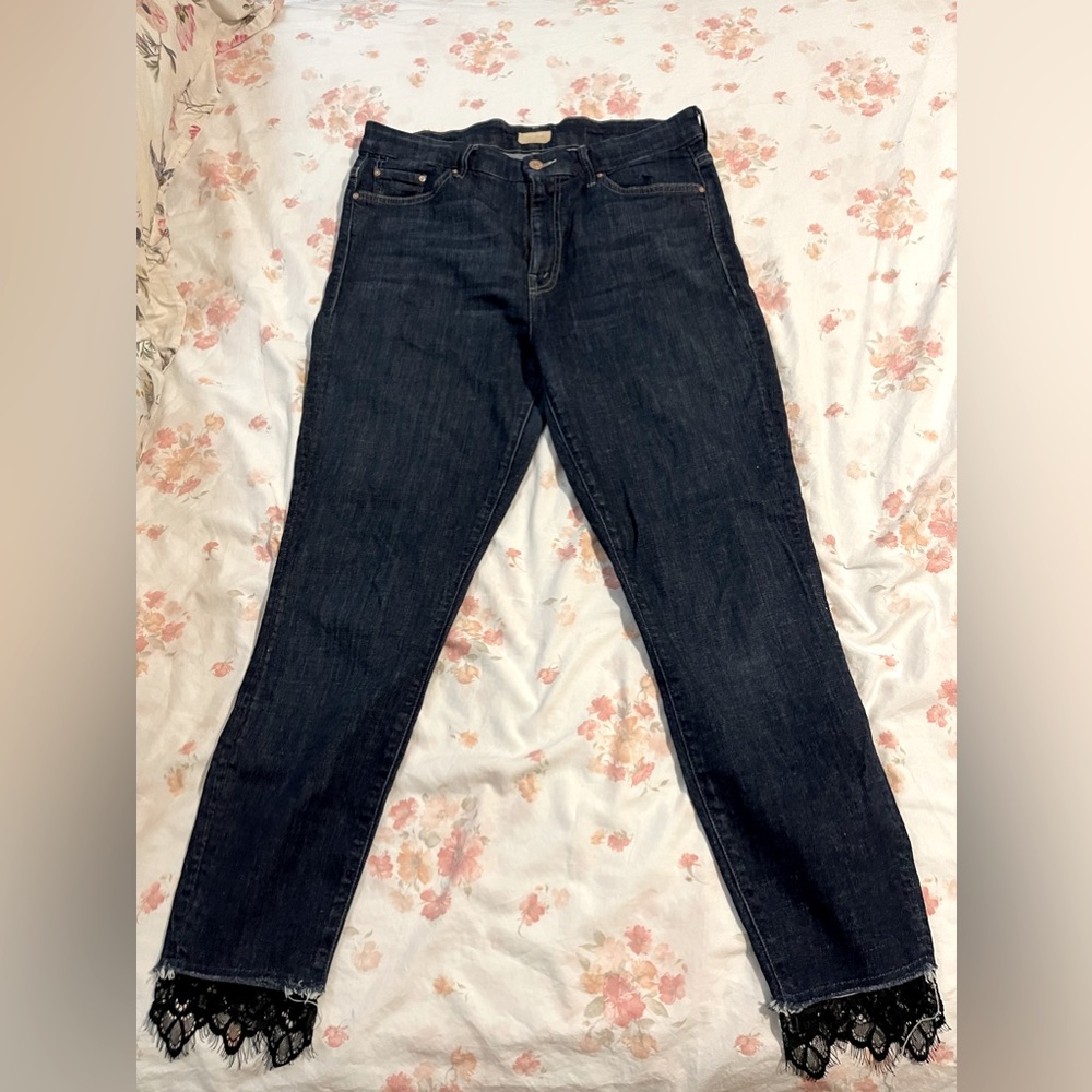 Mother Jeans with Lace Detailing